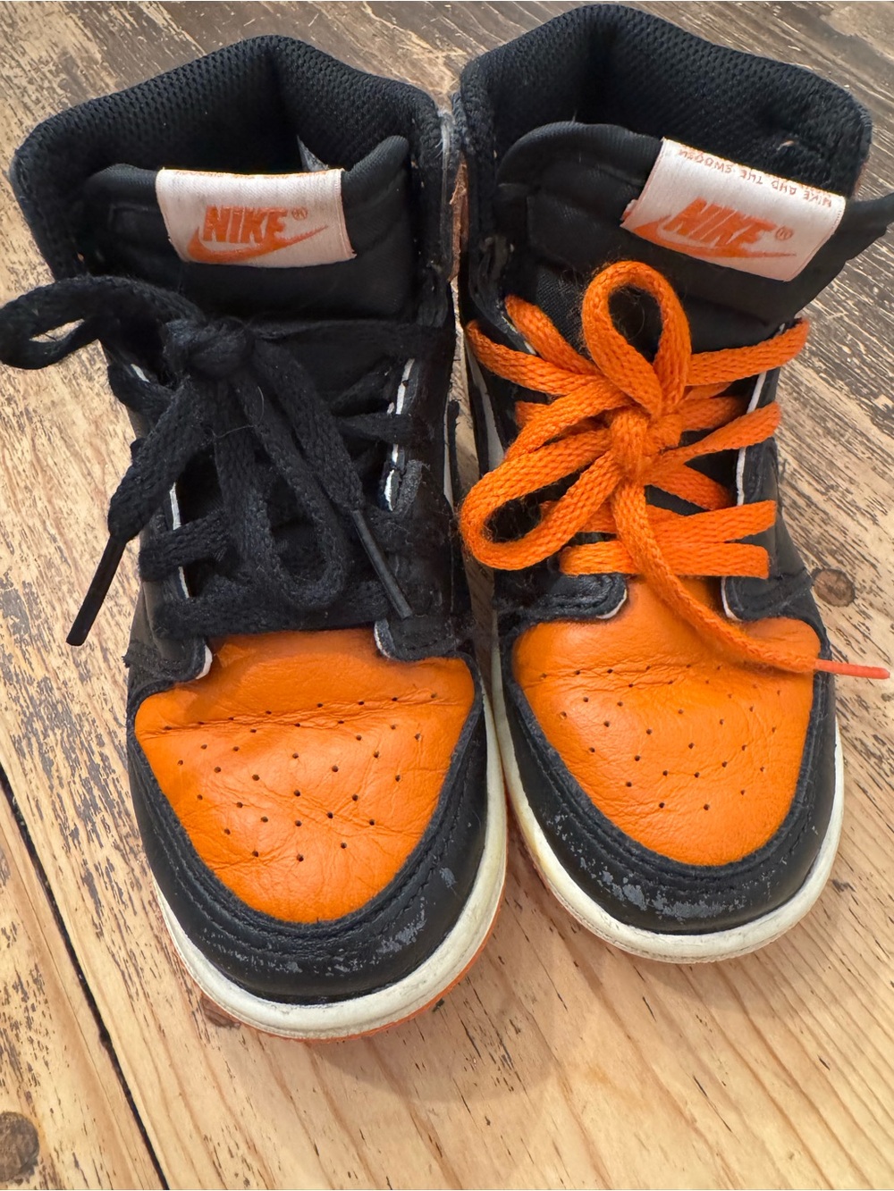 Jordan Kids Black and Orange High-Top Sneakers